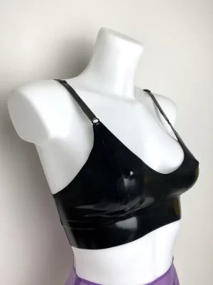 Latex bra with studs and silver hardware in any colour