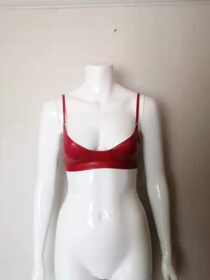 Latex Halter Neck Cropped Bralette