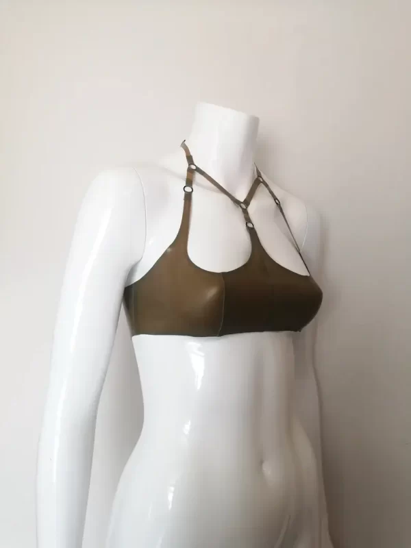 Latex Halter Neck Cropped Bralette