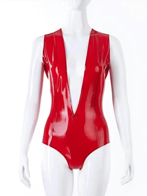 V Cleavage Latex Bodysuit