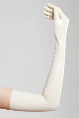 Long gloves made of molded latex in smoke translucent color