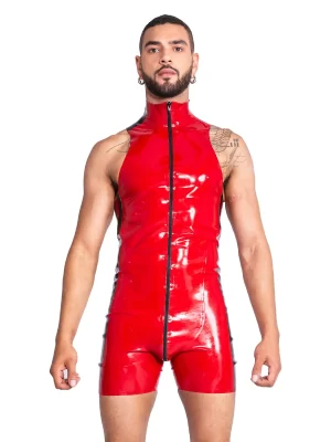 Flaming Sleeveless latex suit