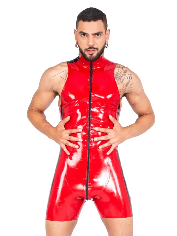 Flaming Sleeveless latex suit