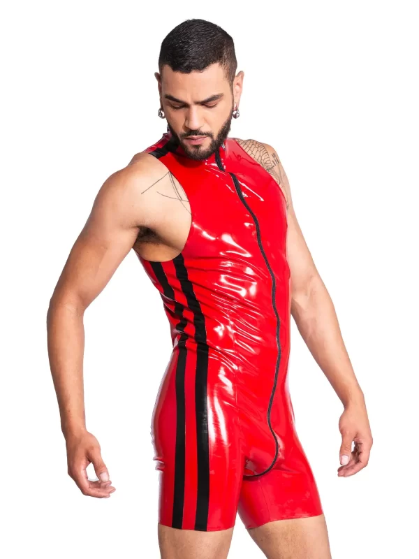 Flaming Sleeveless latex suit