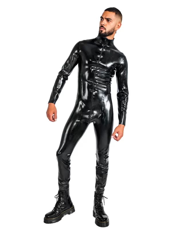 Panelling Detailed Latex Catsuit