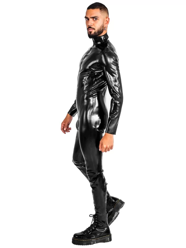 Panelling Detailed Latex Catsuit