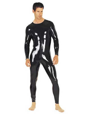 Neck Entry Latex Catsuit With Crotch Zip