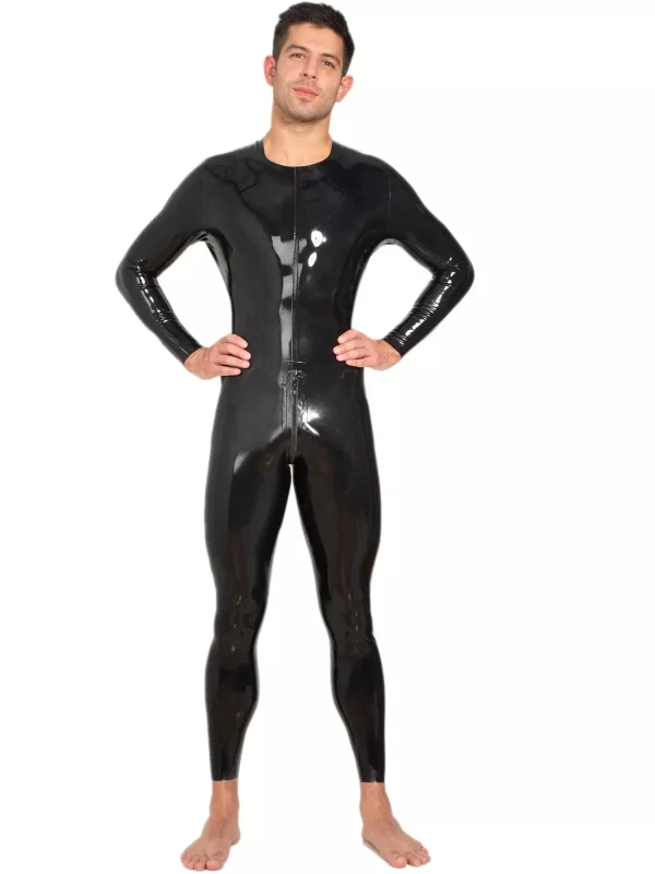 Neck Entry Latex Catsuit With Crotch Zip