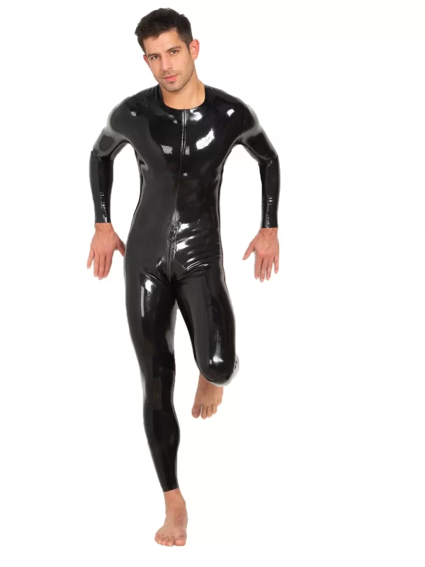 Neck Entry Latex Catsuit With Crotch Zip