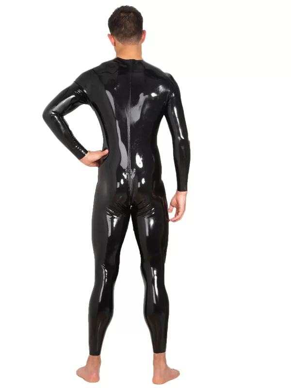 Neck Entry Latex Catsuit With Crotch Zip