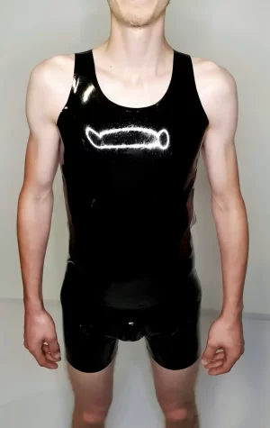 Rubber Latex Contrast Shirt 3 Studs with Short Sleeves.