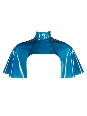 High Collar Zip Front Latex Cape