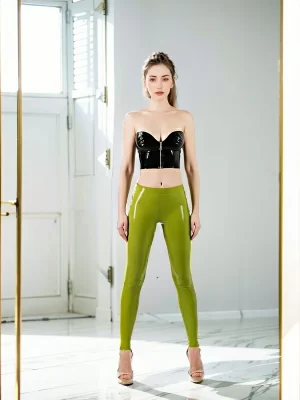 Lime Latex Fetish Leggings with Waistband