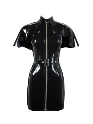 Latex dress boasts princess seams