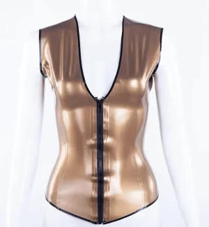 Latex Top Eva With Deep V Cleavage & Front Zip