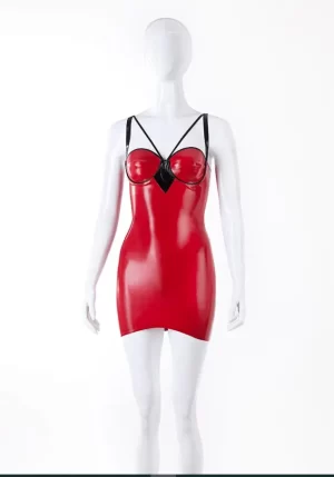 Simone Cup Latex Mini Dress With Bow