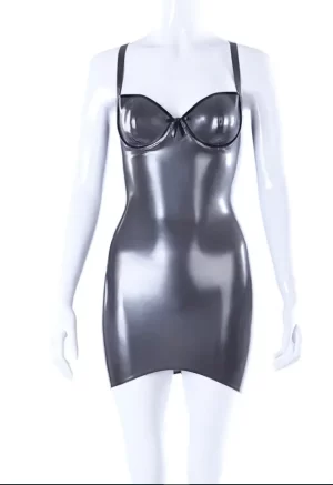 Simone Cup Latex Mini Dress With Bow