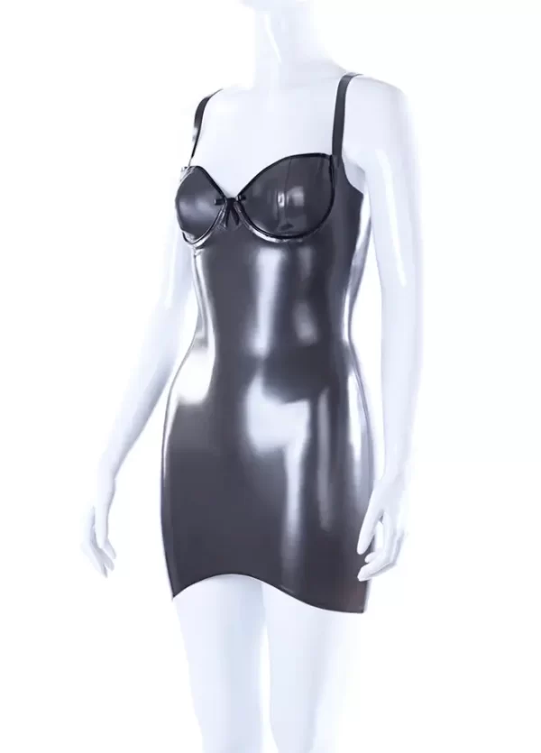 Simone Cup Latex Mini Dress With Bow