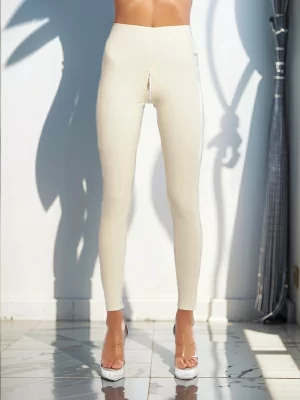 Leggings with anatomic cut, with belt and trimmed edging