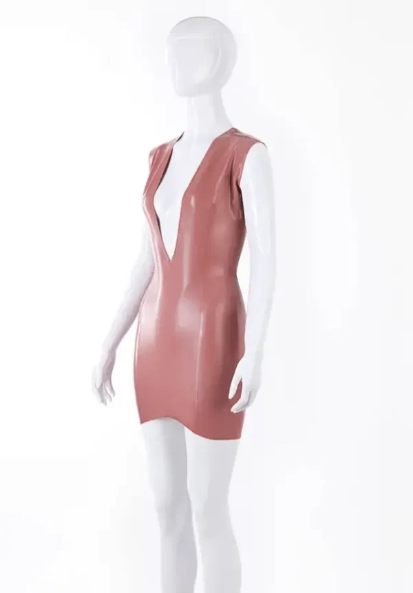 V Cleavage Latex Mini Dress