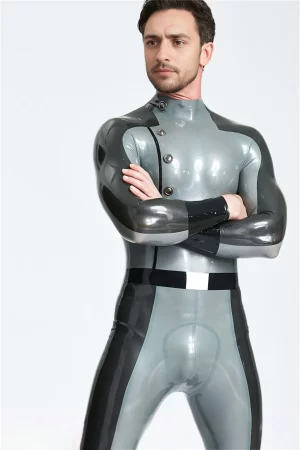 Male Translucent Front Zip Romper