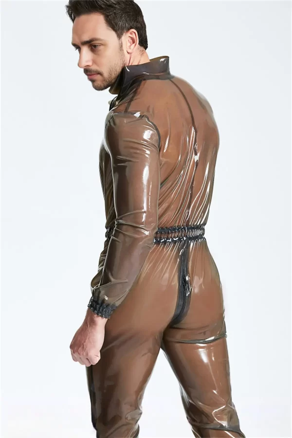 Male Translucent Front Zip Romper