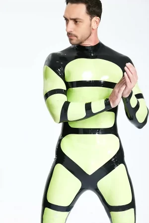 Hexagonal Back Zip Latex Catsuit