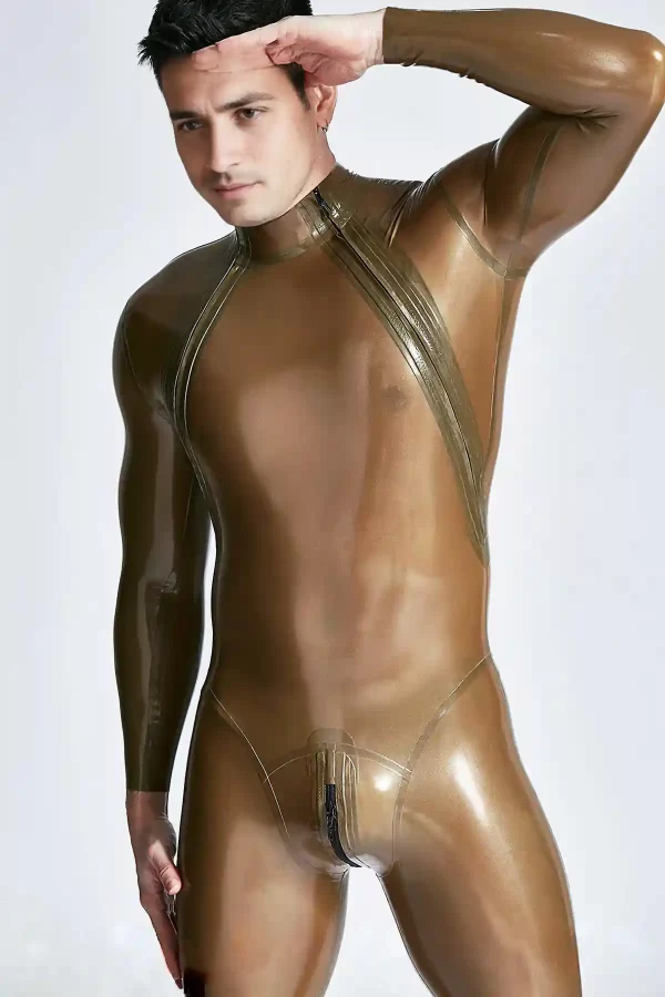 Male Double-Diagonal Zip Catsuit