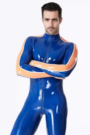 Male Mitten-Sleeved Neck Entry Short Catsuit