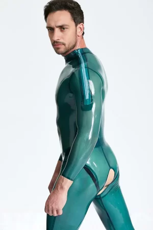 Male Open-Crotch Shoulder-zip Catsuit