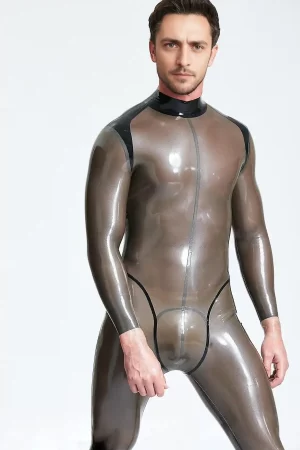 Male Open-Crotch Shoulder-zip Catsuit