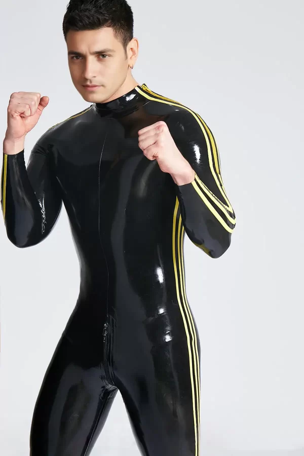 Male Triple-Striper Shoulder-Zipper Catsuit