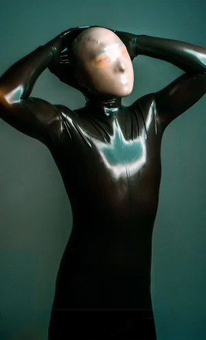 Male Eyes-entry Zipperless Gimp Latex Catsuit