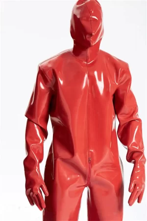 Male Hooded Heavy Latex Industrial Enclosure Suit