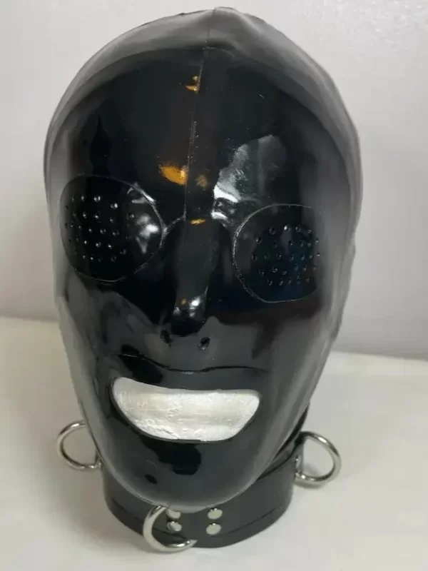 Latex Pin hole Eyes Open Mouth Hood