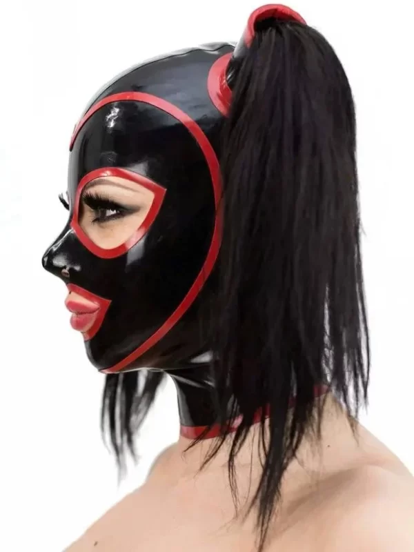 Latex Hood with Pigtails and Contrast Trim