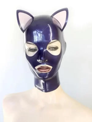 Latex Rubber Cat Hood with attached ears