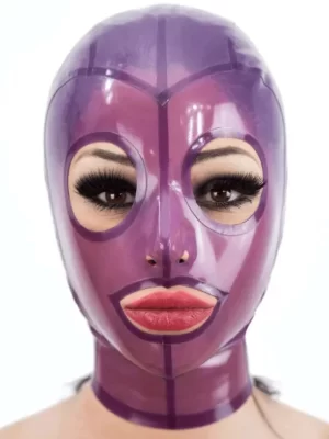 Latex Rubber Hood with trimmed face and zipper