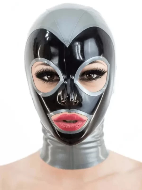 Latex Hood 2-color with contrast trim and zipper