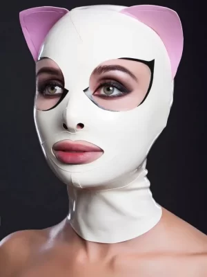 Latex Hood With Wig Ponytail With Eyeshade With Mask no plug Rubber Fetish