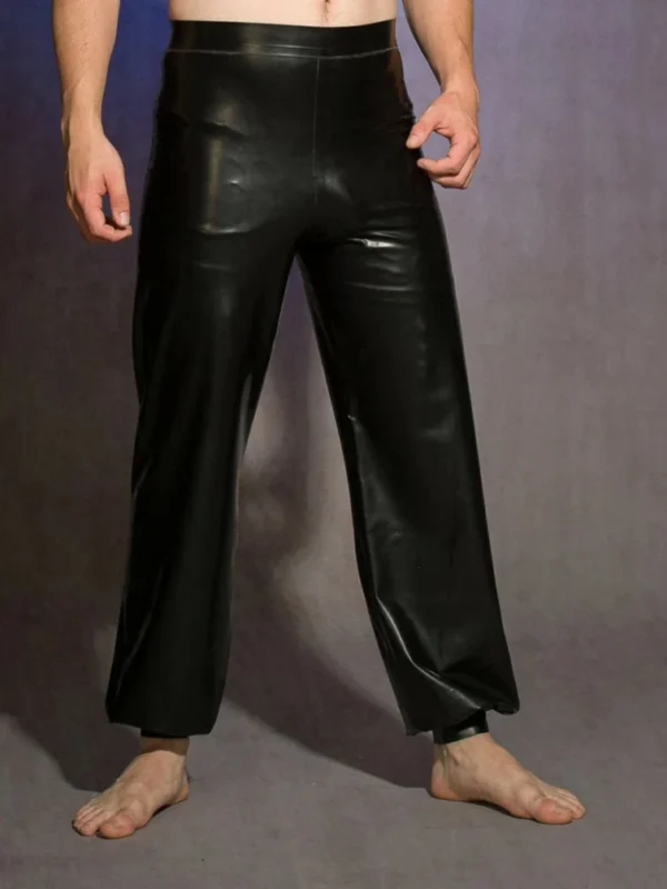 Latex Black Mens Jog Bottom Lounge Pants