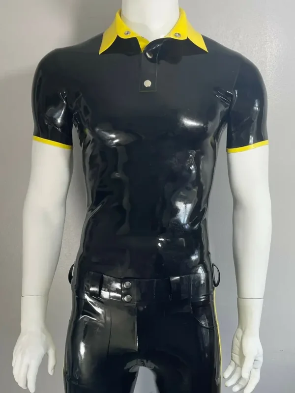 Rubber Latex Contrast Shirt 3 Studs with Short Sleeves.