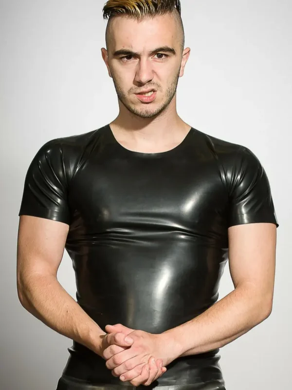 Latex Black Mens T-Shirt