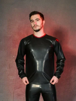 Latex Black Long Pyjama Top only