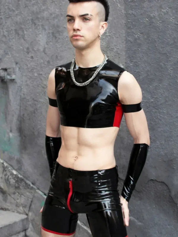 Latex Men Black Crop shirt