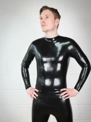 Latex Mens High Neck Zip Shirt