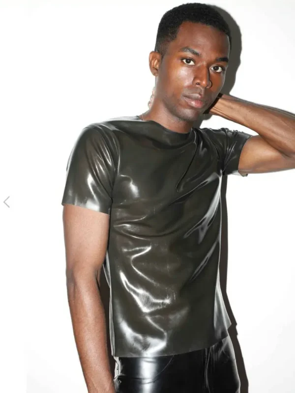 Black Latex Crew Tee