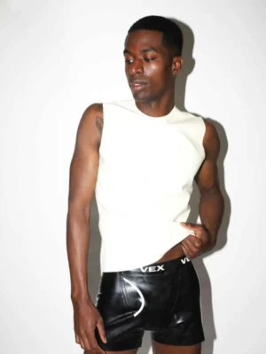 White Mens Latex T-Shirt