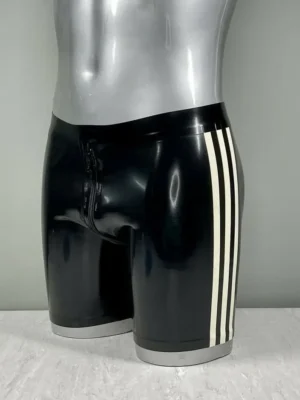 Latex Black Men's Crotch Zip Leggings