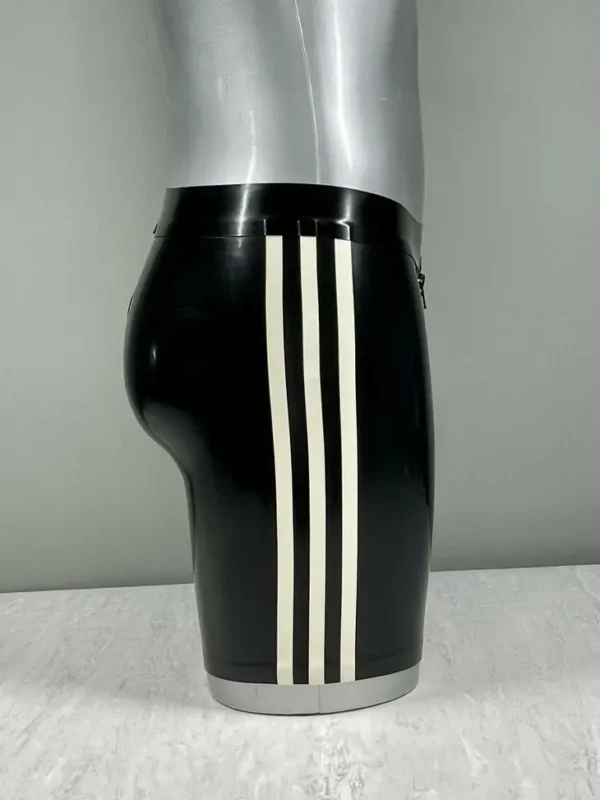 Latex Black Striped All Round Zip Shorts